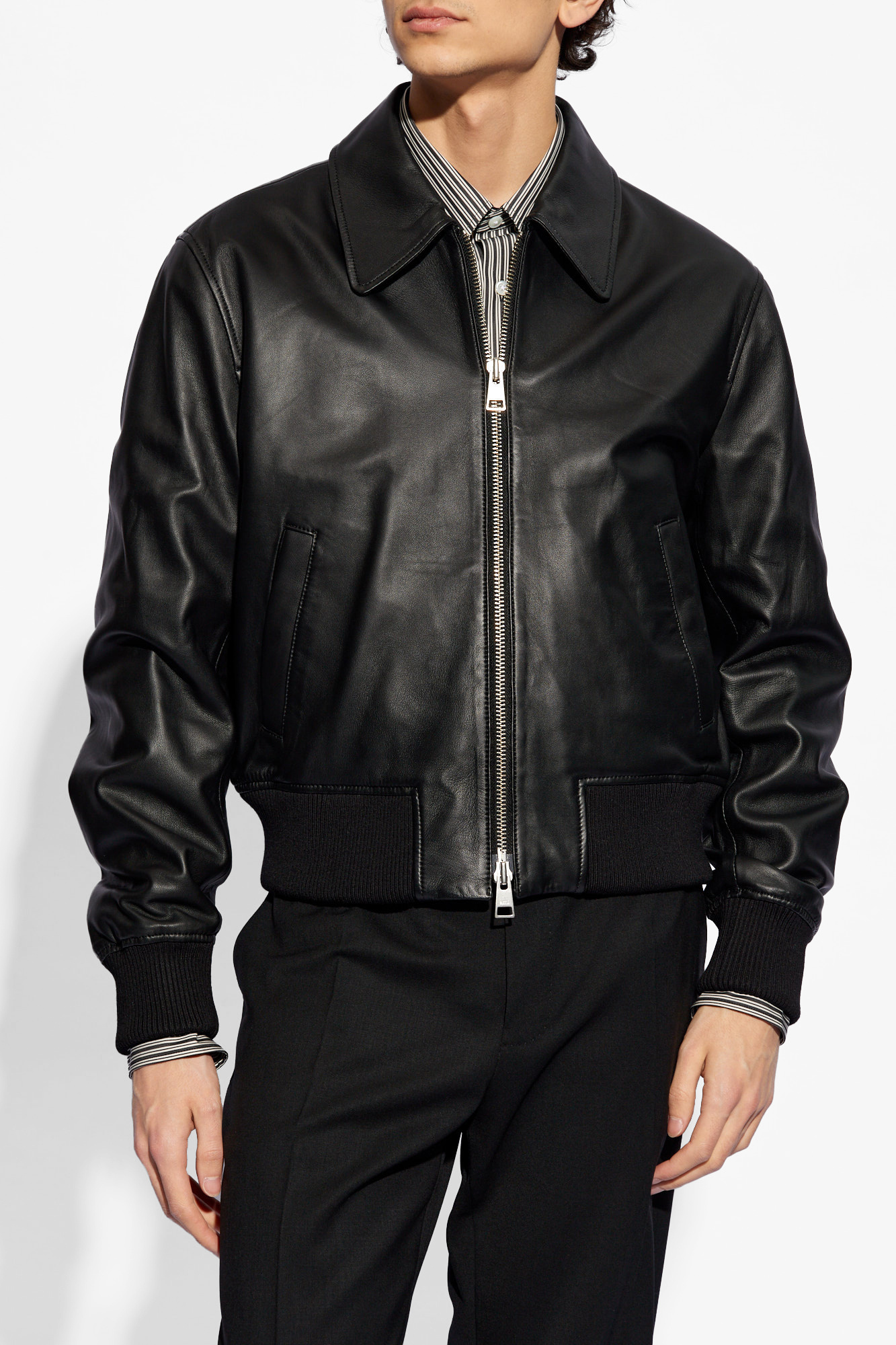 Black Leather jacket Ami Alexandre Mattiussi - Vitkac Canada